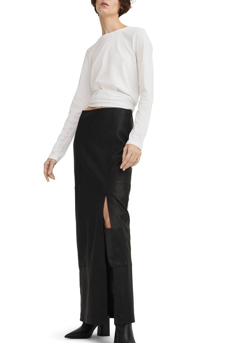 Ilana Stretch Leather Maxi Skirt, Alternate, color, BLACK