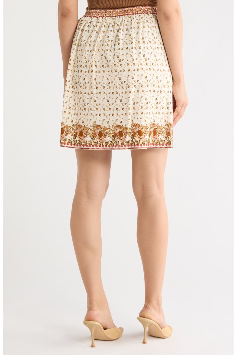 Embroidered Border Print Wrap Miniskirt, Alternate, color, CREAM/RUST PAISLEY HARMONY