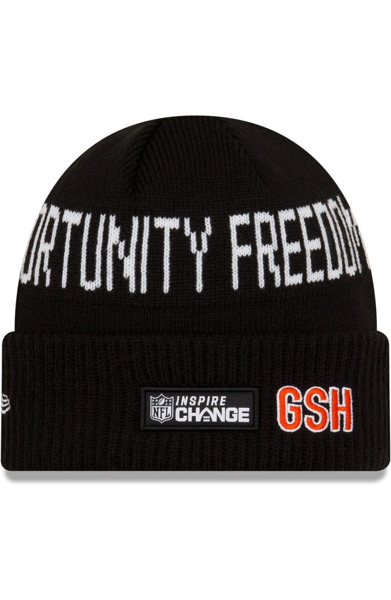 New Era Men's New Era Black Chicago Bears Primary Social Justice Cuffed Knit Hat, Alternate, color, 