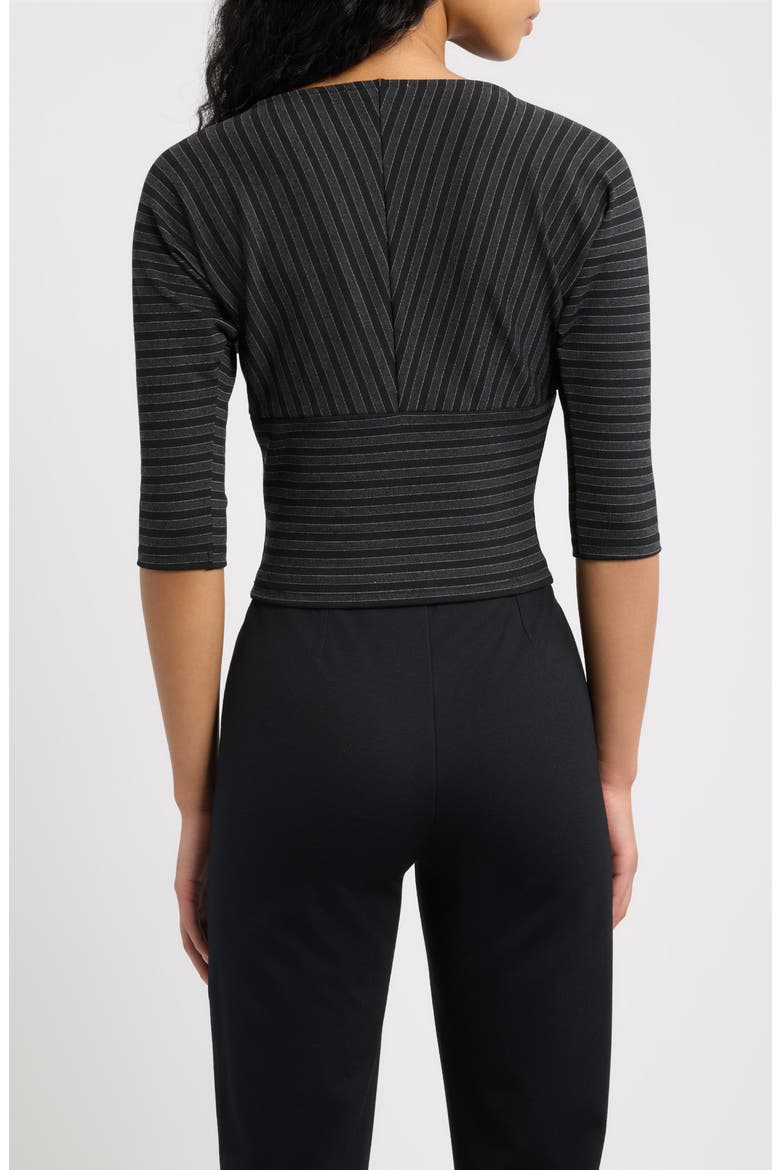 Promesa Pinstripe Ruched Top, Alternate, color, GRIS
