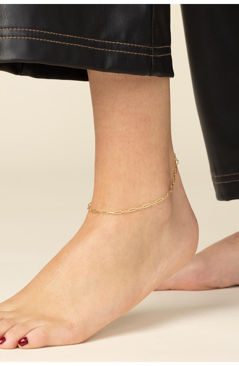 Oradina 14K Yellow Gold Venice Link Petite Anklet, Alternate, color, Yellow Gold