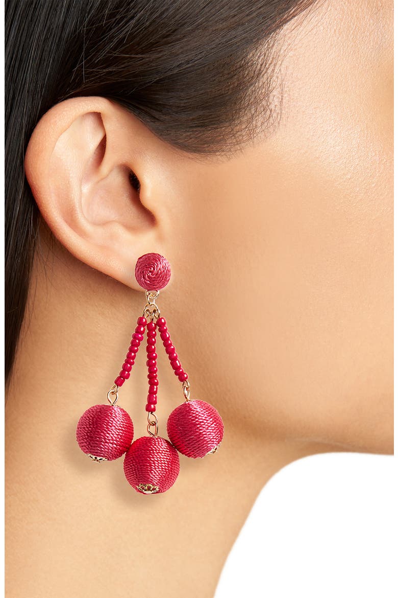 Sphere Drop Earrings, Alternate, color, PINK BEETROOT