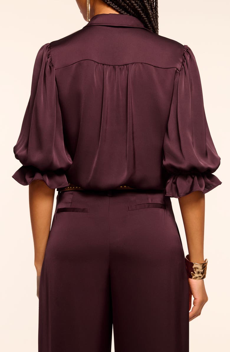 Ramy Brook Dina Matte Satin Bodysuit, Alternate, color, Blackberry