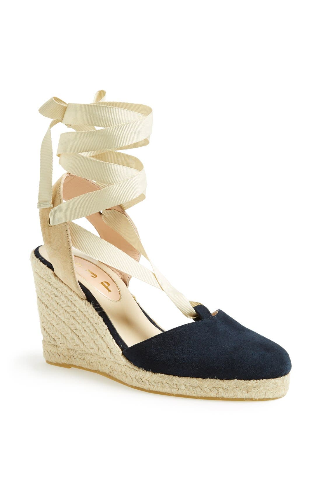 SJP 'Inez' Wedge Espadrille (Nordstrom Exclusive), Main, color, NAVY/ IVORY ANKLE RIBBON