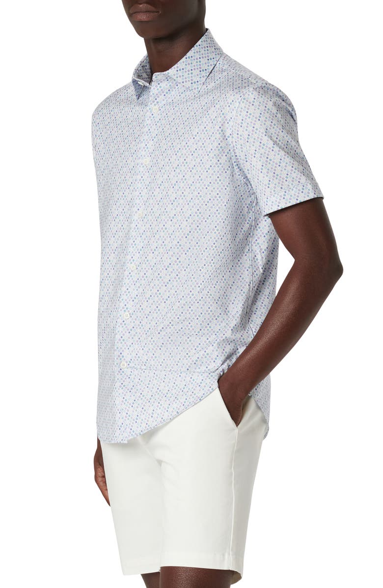 Bugatchi Miles OoohCotton<sup>®</sup> Mixed Dot Short Sleeve Button-Up Shirt, Alternate, color, 