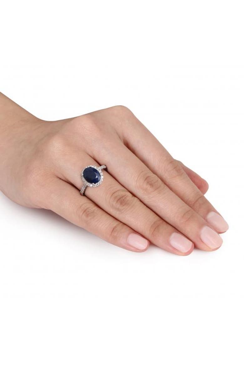 Oval Blue Sapphire & Halo Diamond Engagement Ring 14k, Alternate, color, 3.92ct/White Gold