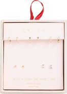 Leith Set of 5 Cubic Zirconia Dot Stud & Hoop Earrings