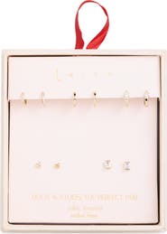 Leith Set of 5 Cubic Zirconia Dot Stud & Hoop Earrings