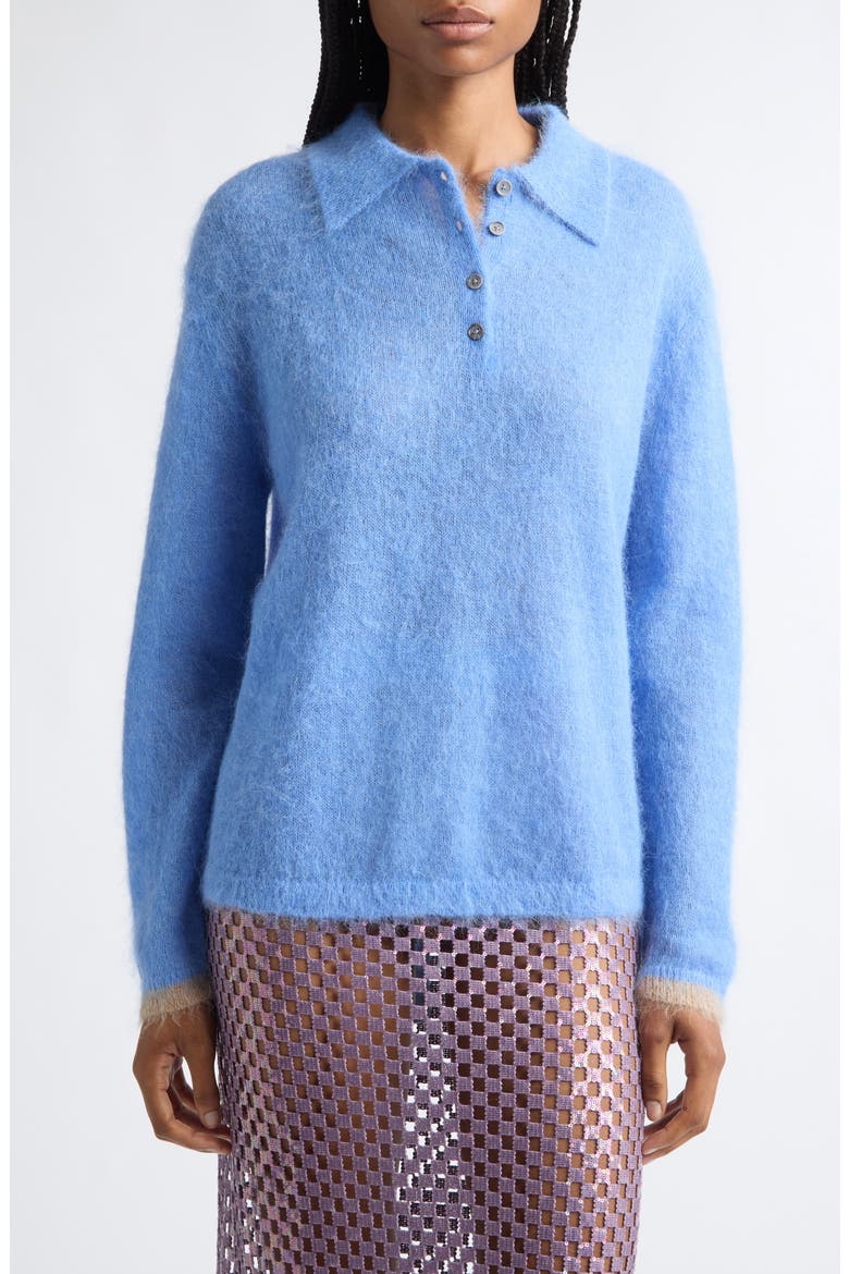 Ryan Alpaca & Mohair Blend Polo Sweater, Main, color, POWDER