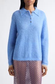 ZANKOV Ryan Alpaca & Mohair Blend Polo Sweater
