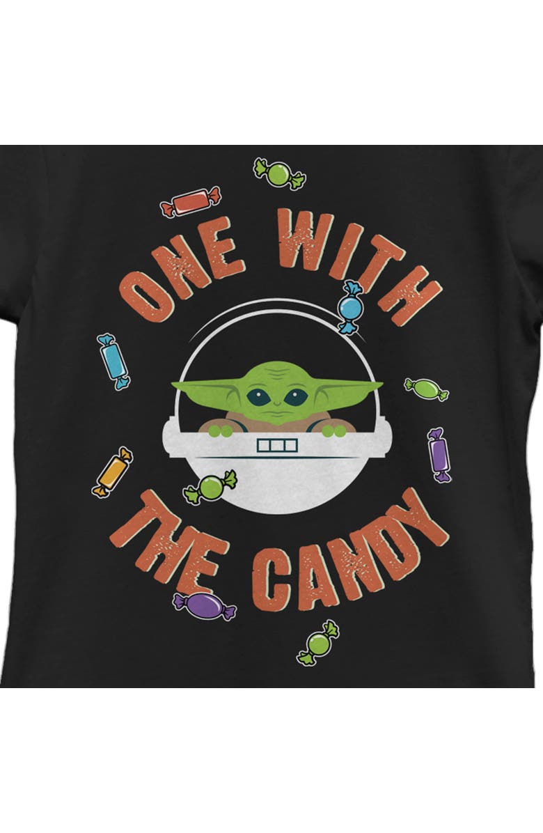 Star Wars: The Mandalorian Girl's Star Wars The Mandalorian Halloween Grogu One With the Candy  Graphic T-Shirt, Alternate, color, Black