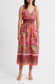 Eliza J Smocked Waist Midi Sundress