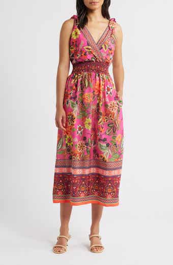 Eliza J Smocked Waist Midi Sundress