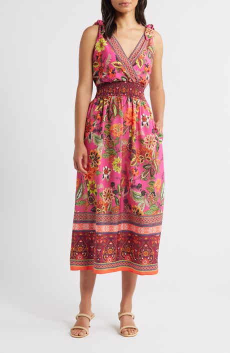 Eliza J Smocked Waist Midi Sundress