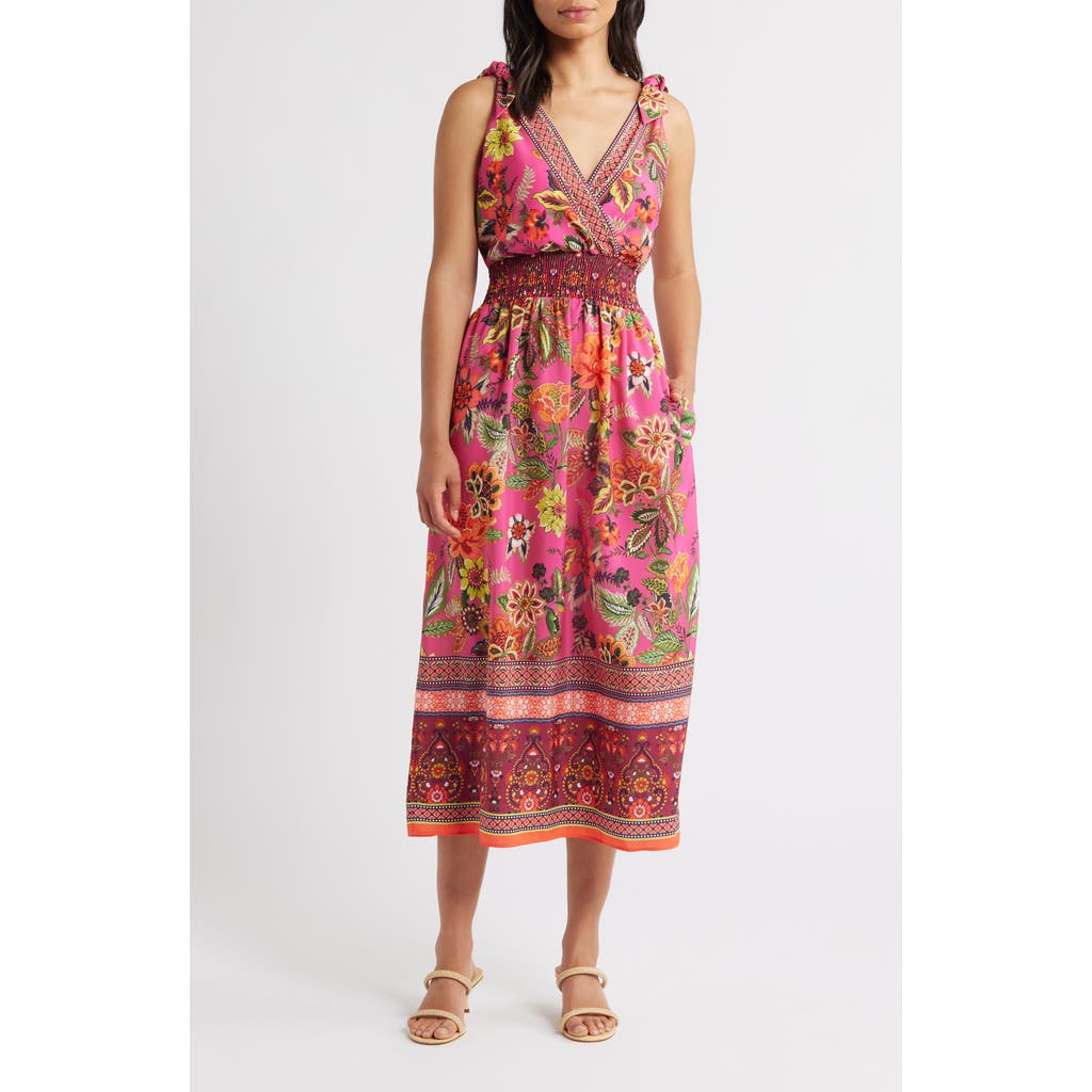 Eliza J Smocked Waist Midi Sundress In Pink