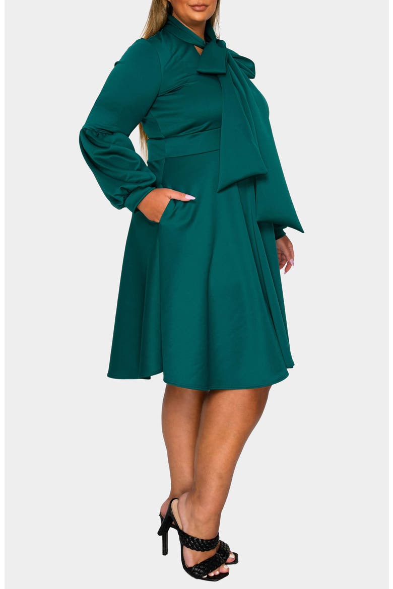 Bekah Long Sleeve Fit & Flare Dress, Alternate, color, EMERALD