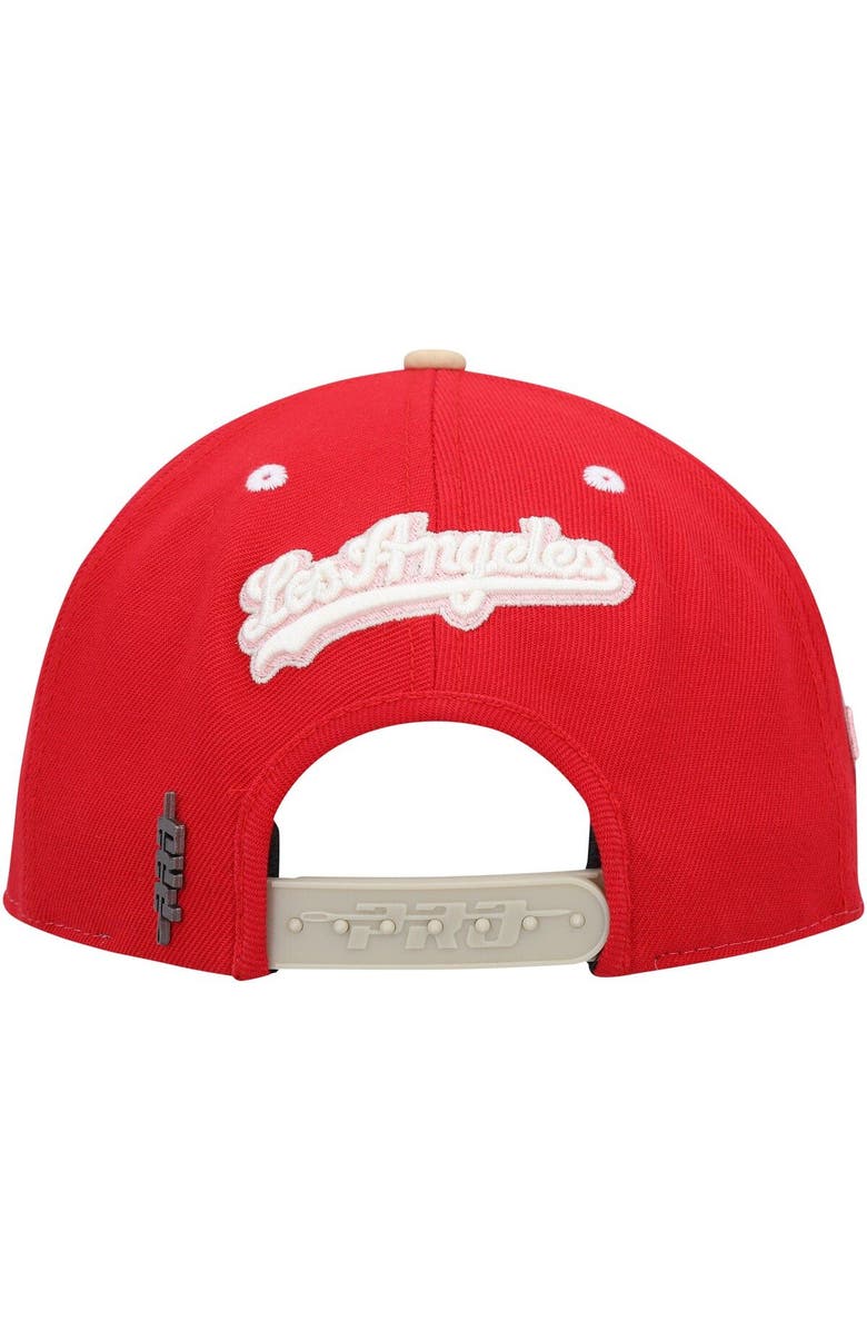 PRO STANDARD Men's Pro Standard White/Red Los Angeles Dodgers Strawberry Ice Cream Drip Snapback Hat, Alternate, color, White