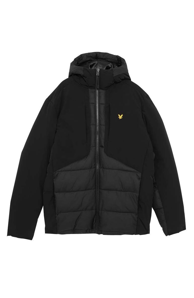 Lyle & Scott Wadded Hybrid Hooded Jacket, Alternate, color, Jet Black