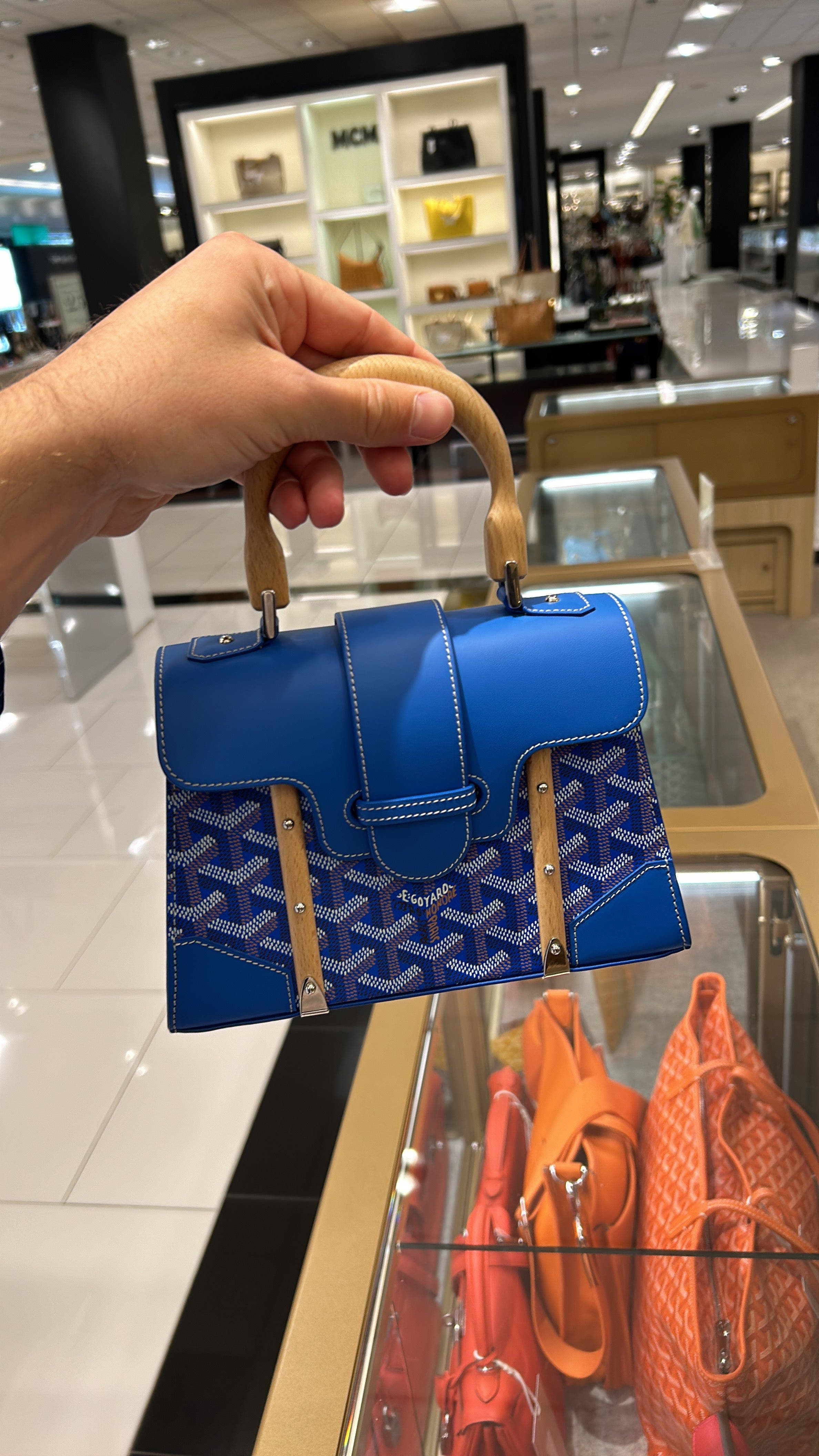 Pre-Owned Goyard Structured Saigon Top Handle Bag Coated Canvas with Leather Mini, Alternate, color, 