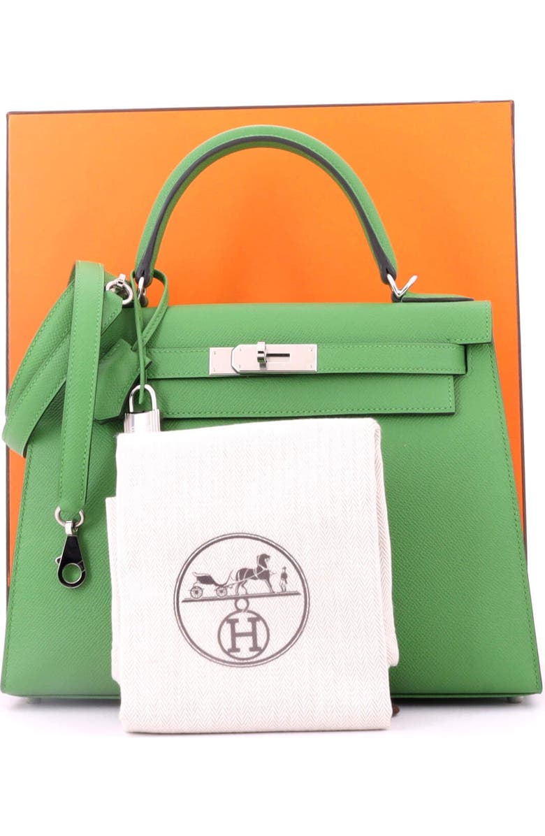 Pre-Owned Hermes Kelly Handbag Green Epsom with Palladium Hardware 28, Alternate, color, Vert Yucca
