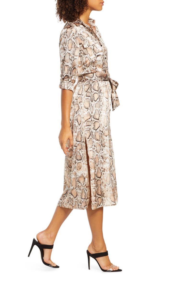 BB Dakota by Steve Madden BB Dakota Python Print Long Sleeve Shirtdress, Alternate, color,