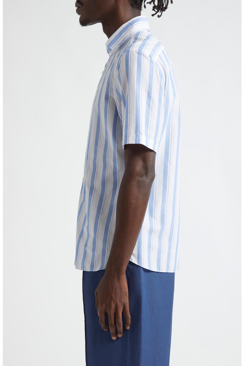 Stripe Short Sleeve Button-Up Shirt, Alternate, color, WHITE/ BLUE