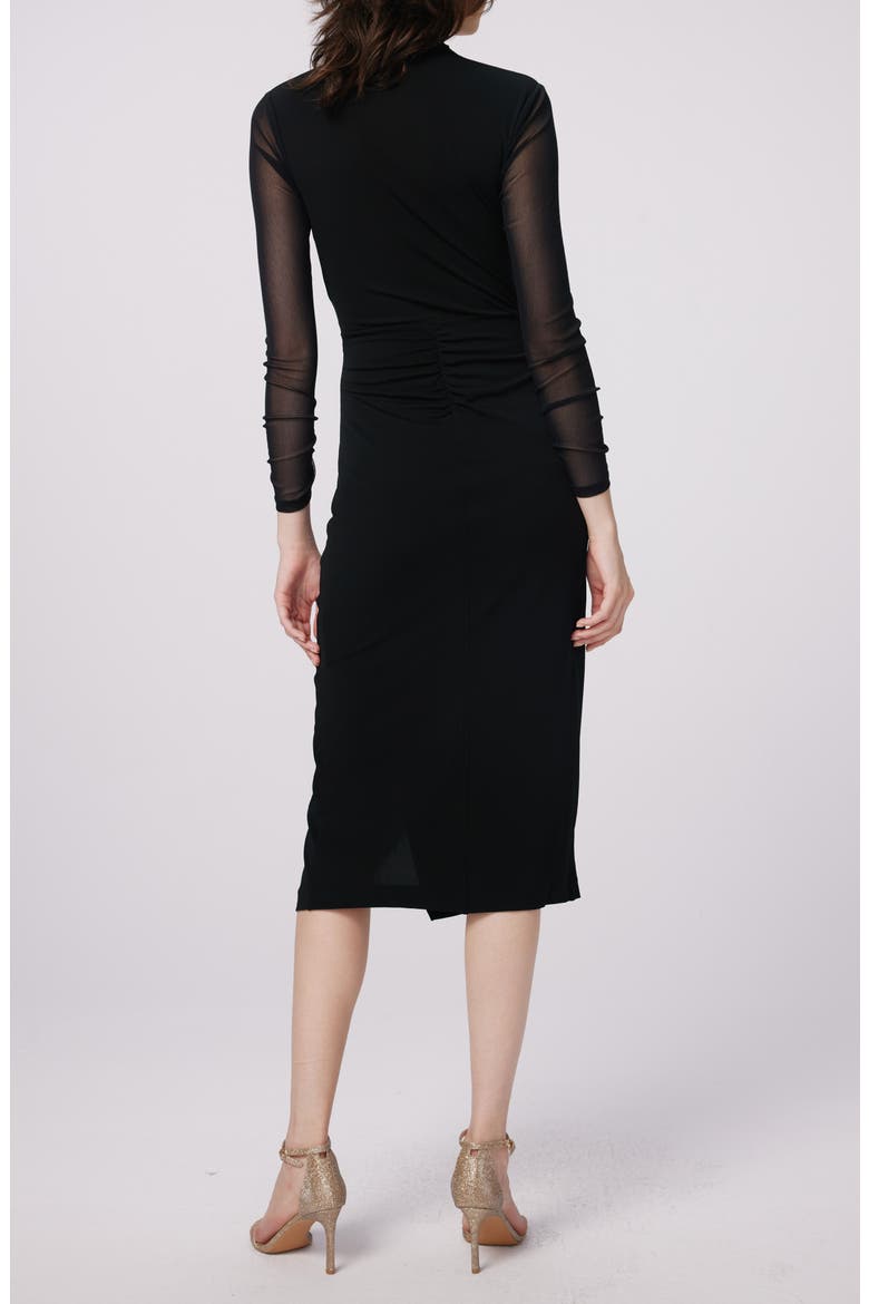 Serina Mixed Media Long Sleeve Dress, Alternate, color, BLACK