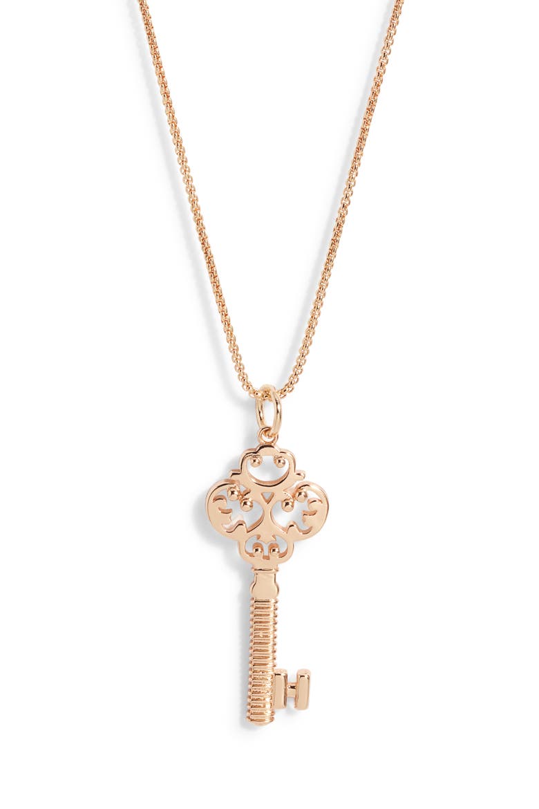 Filigree Key Pendant Necklace, Main, color, GOLD