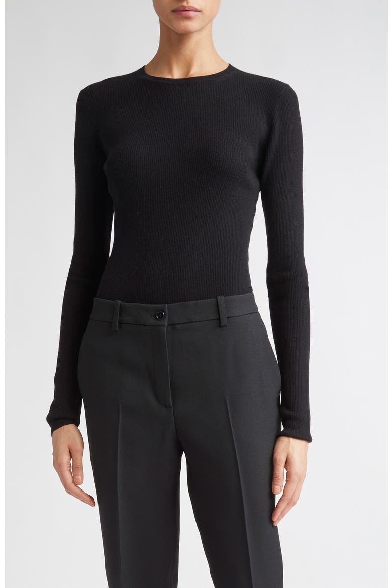 Hutton Cashmere Rib Sweater, Main, color, BLACK