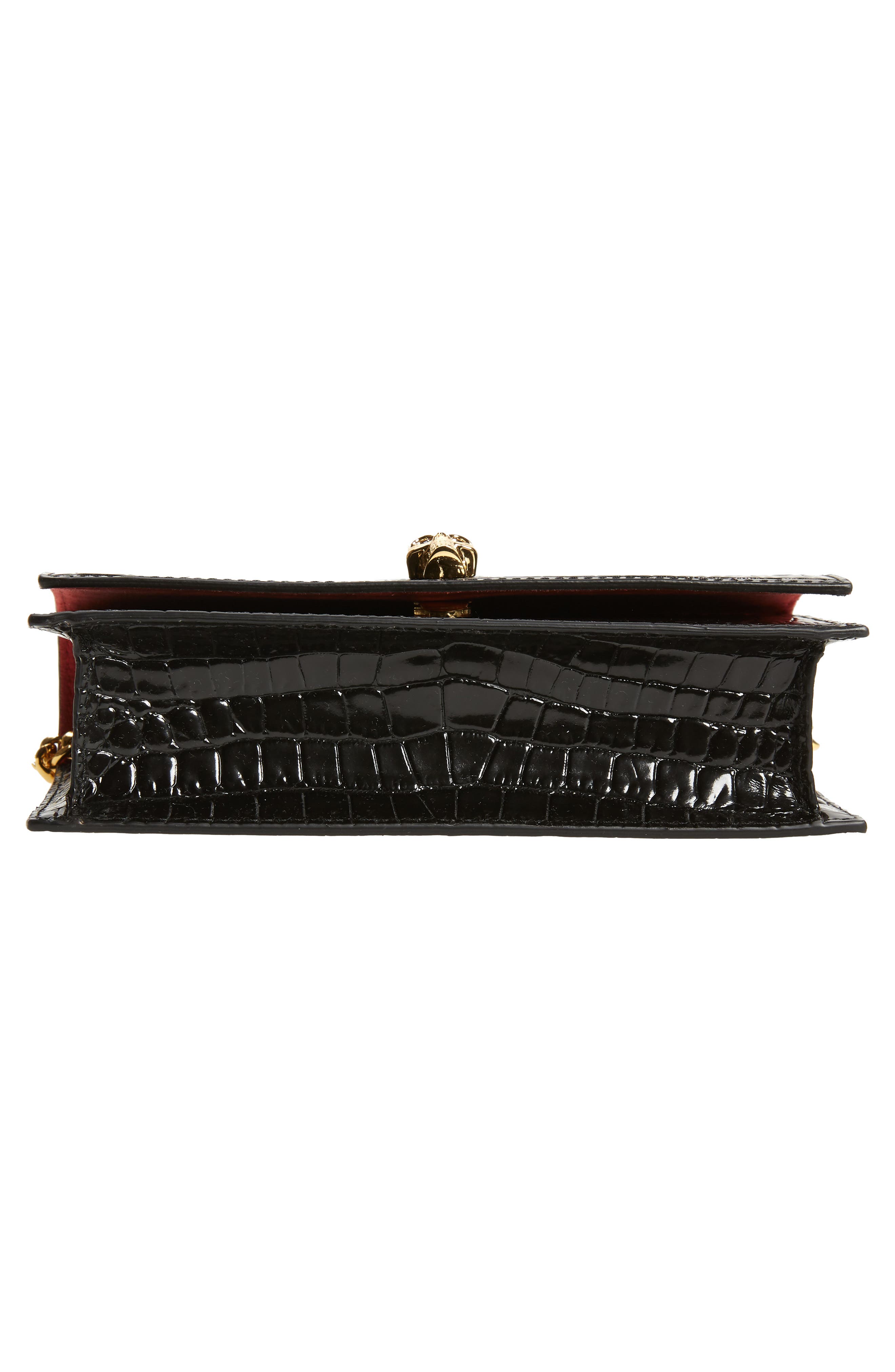 McQueen Alexander McQueen Mini Skull Croc Embossed Leather Bag, Alternate, color, 