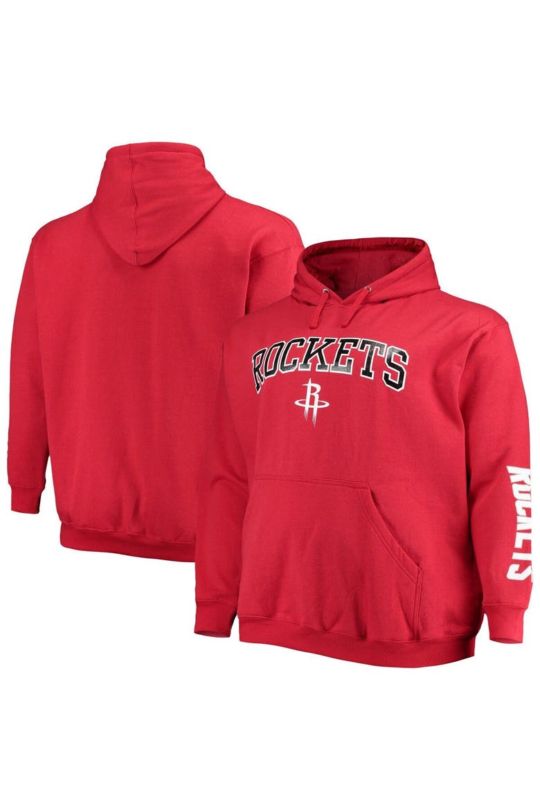 Men's Fanatics Branded Red Houston Rockets Big & Tall Team Wordmark Pullover Hoodie, Main, color, Red