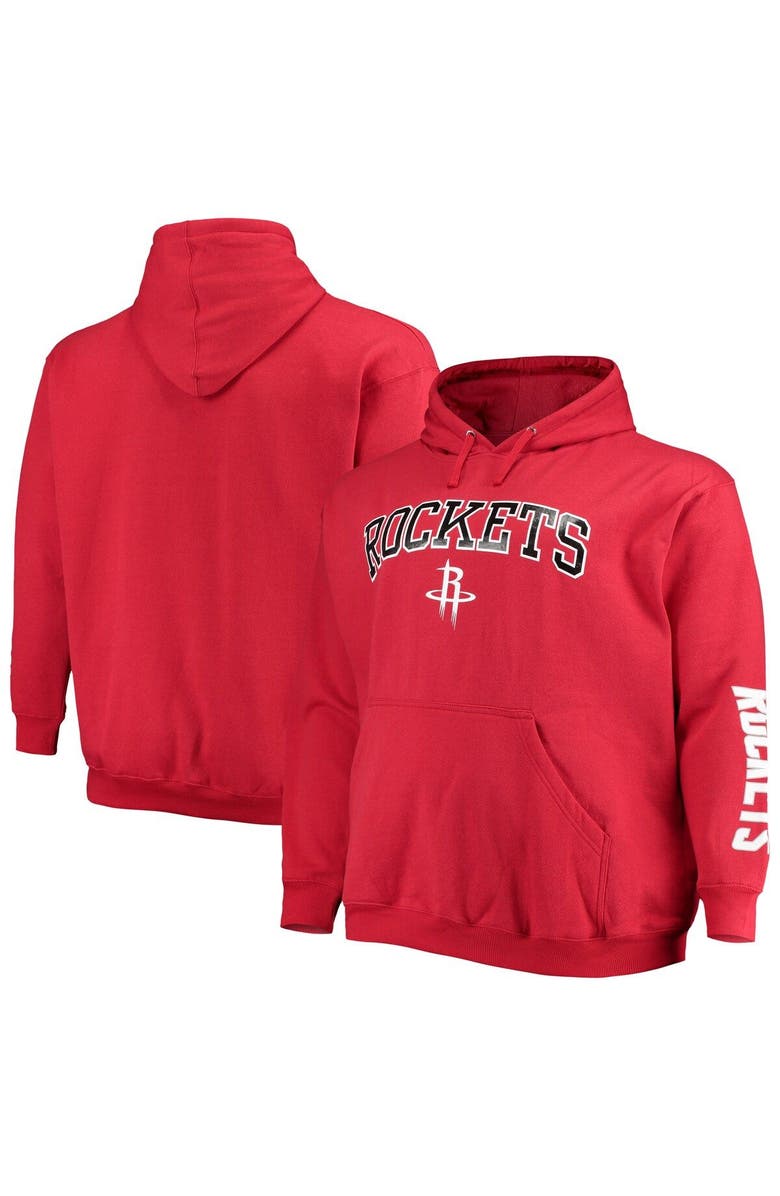 FANATICS Men's Fanatics Branded Red Houston Rockets Big & Tall Team Wordmark Pullover Hoodie, Main, color, Red