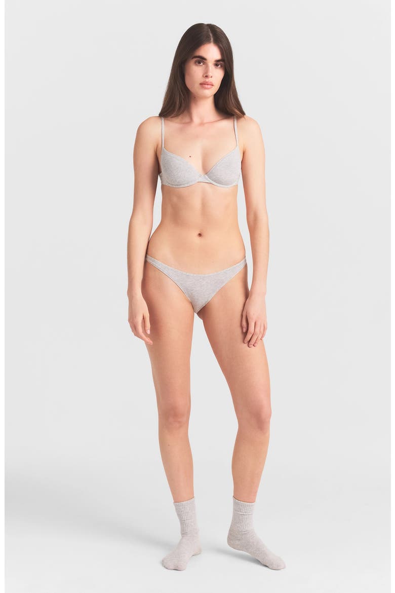 Everyday Cotton Underwire Unlined Demi Bra, Alternate, color, LIGHT HEATHER GREY