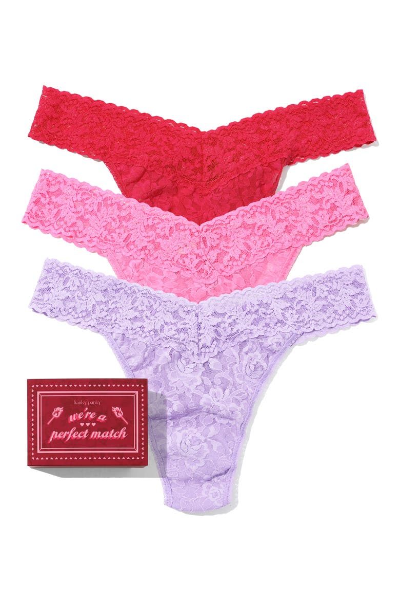 Matchbox Assorted 3-Pack Original Rise Thongs, Alternate, color, COOL LAVENDER/ TAFFY/ CORAL