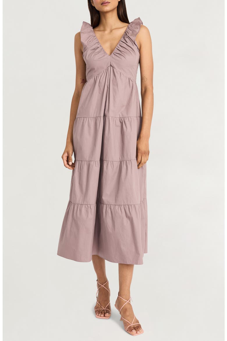 Tiered Midi Dress, Main, color, TWILIGHT MAUVE