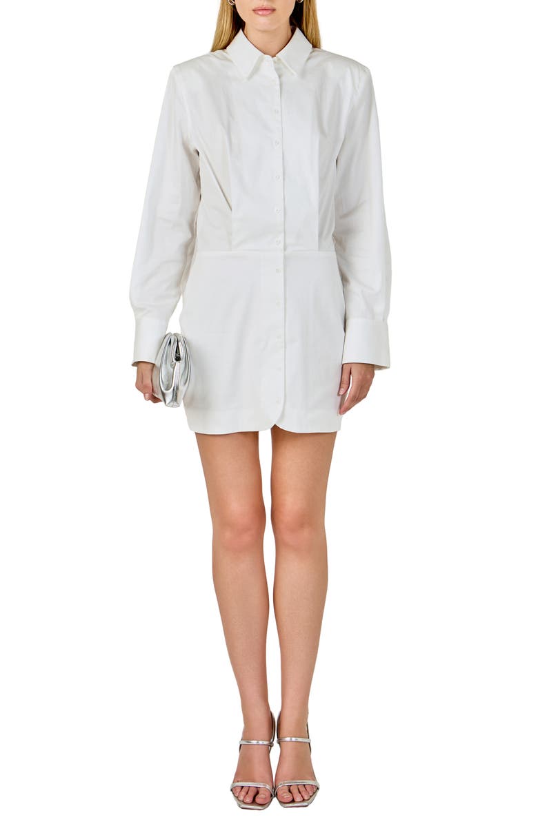 Endless Rose Long Sleeve Shirtdress, Main, color, White