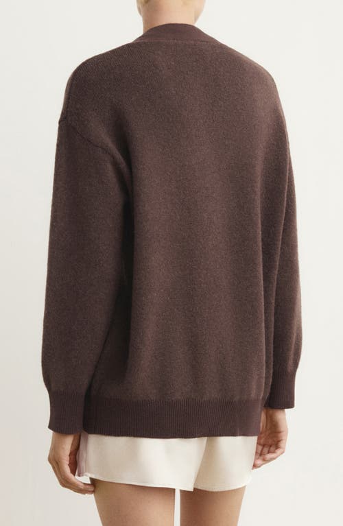 Mango Contrast Detail Cardigan In Brown