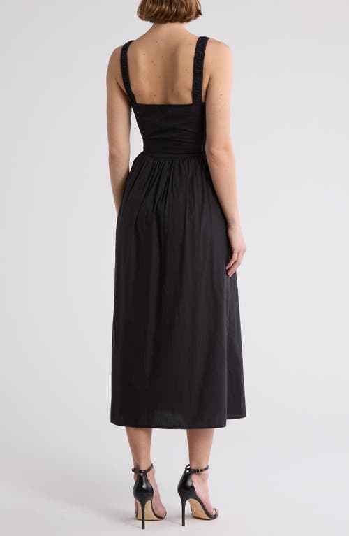 Maisie Corset Cotton Midi Dress In Black