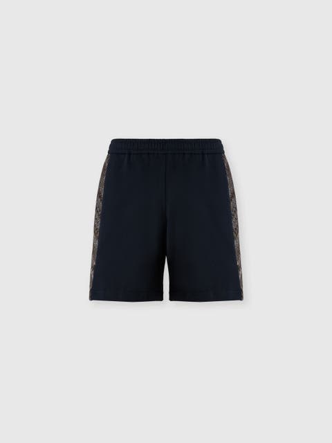 Cotton Fleece Shorts With Zigzag Insert