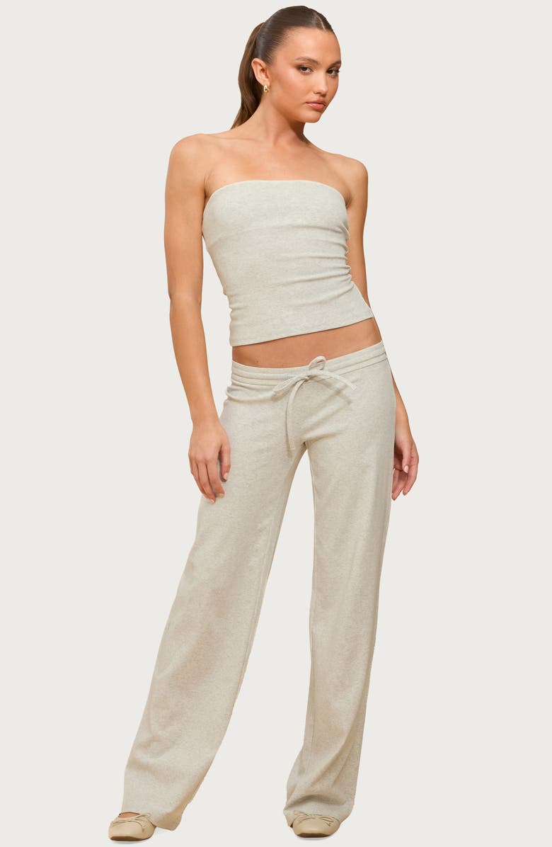 EDIKTED Claudia Stretch Cotton Drawstring Straight Leg Pants, Alternate, color, Gray-Melange