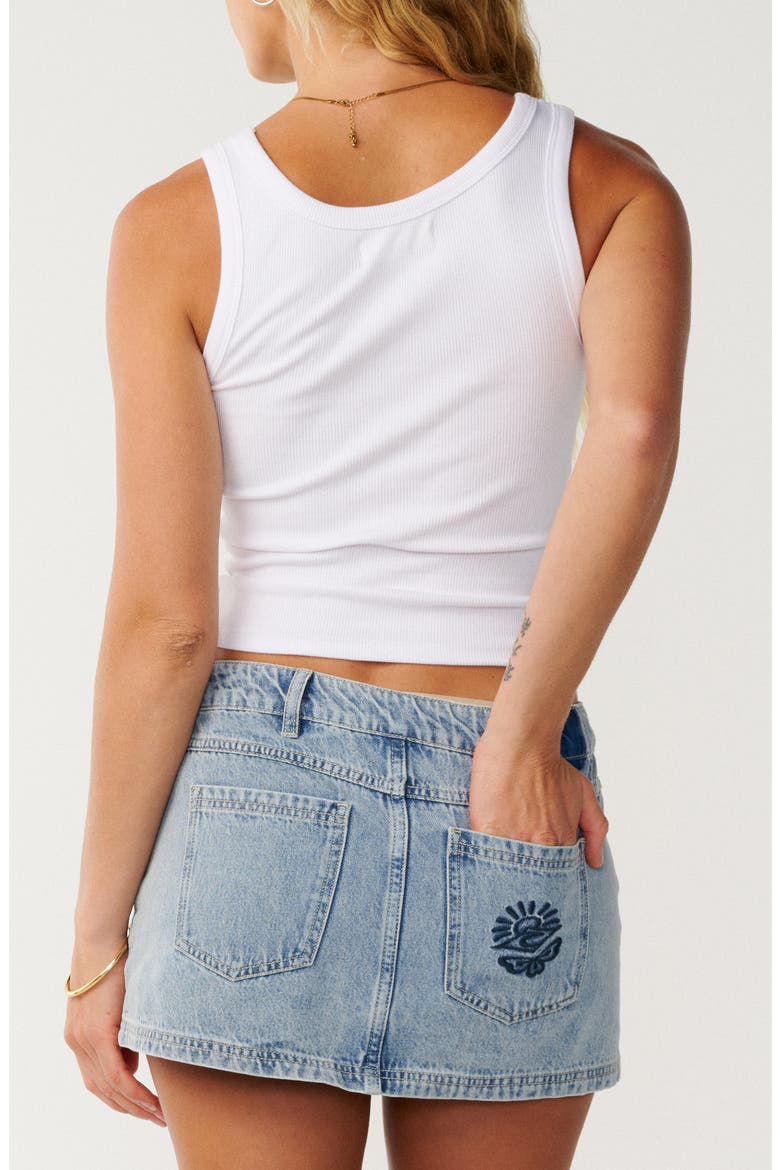 Aggie Hipster Denim Miniskirt, Alternate, color, VINTAGE BLUE