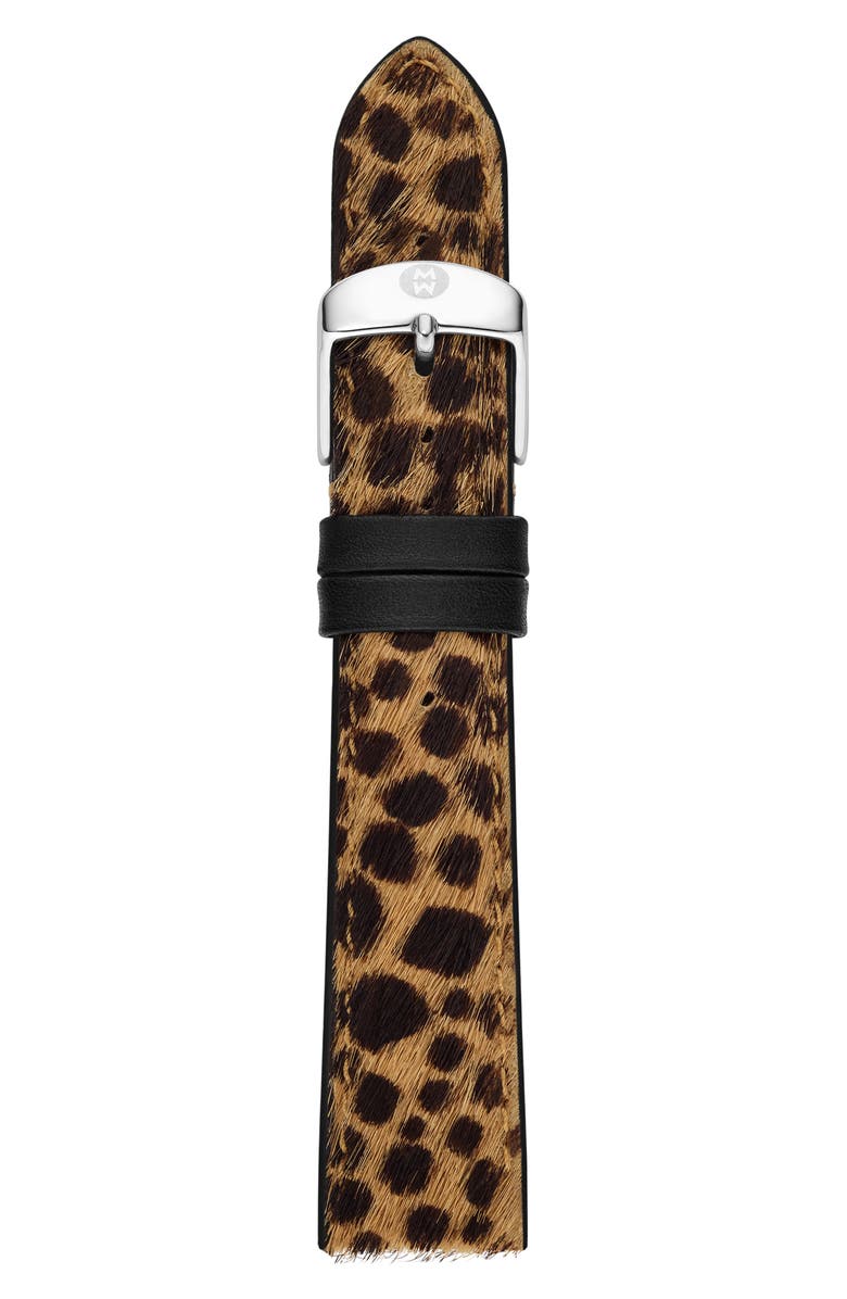 MICHELE 16mm Leopard Print Genuine Calf Hair Watch Band, Main, color, Leopard Multi