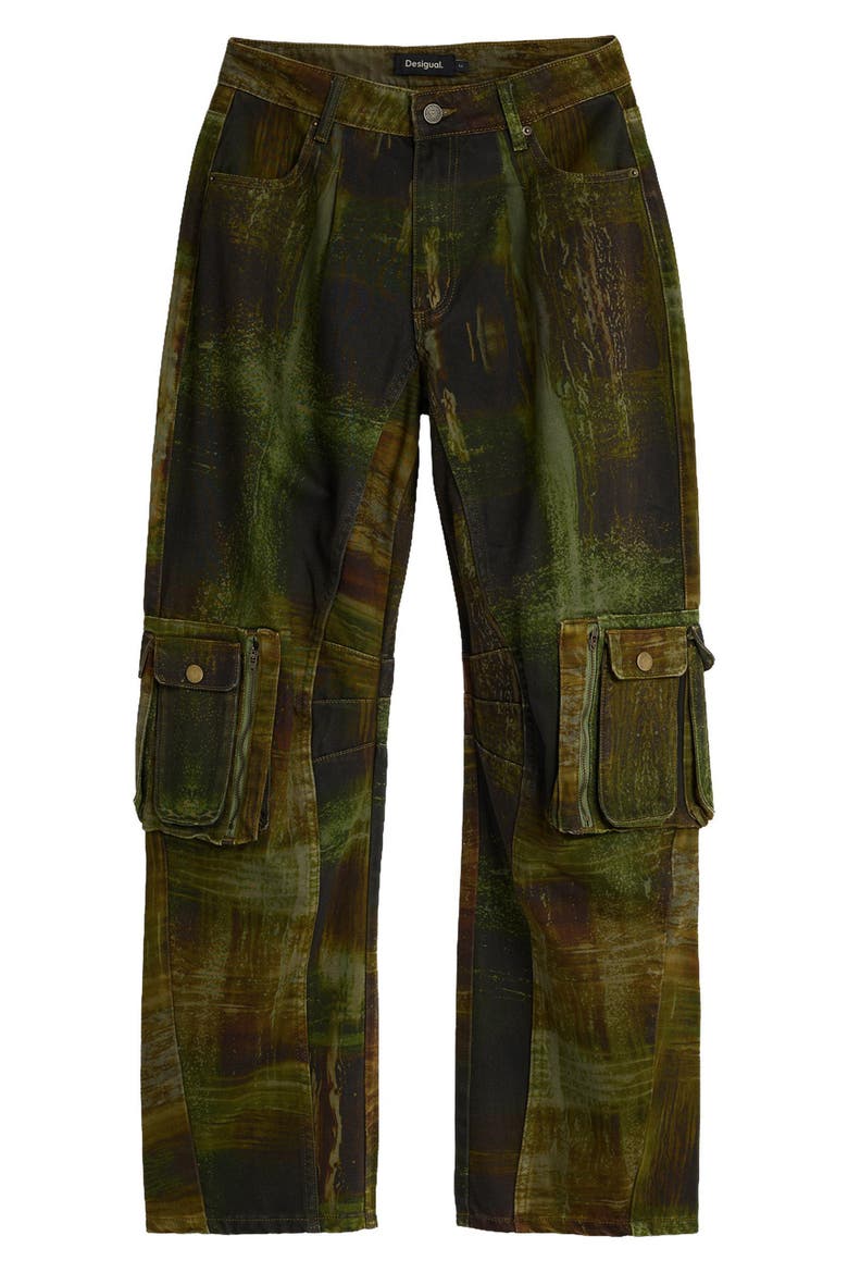 Print Cotton Cargo Pants, Alternate, color, GREEN