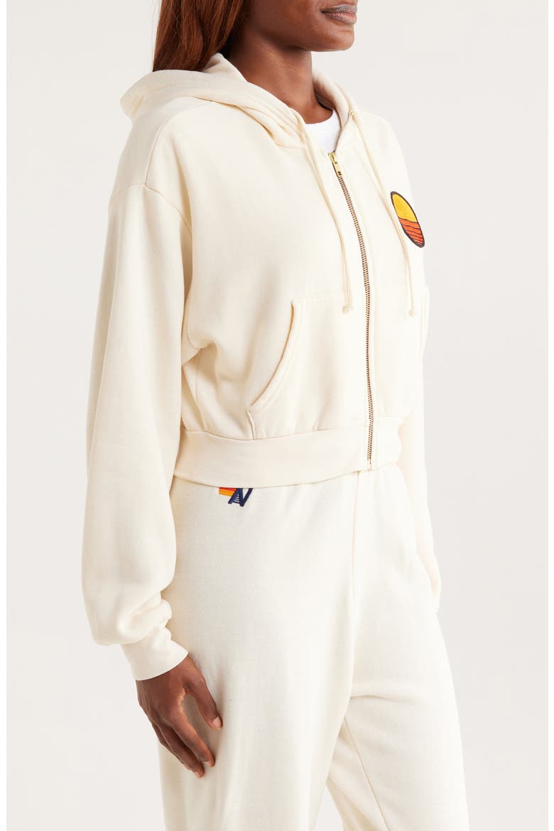 Sunset Patch Crop Zip Hoodie, Alternate, color, VINTAGE WHITE