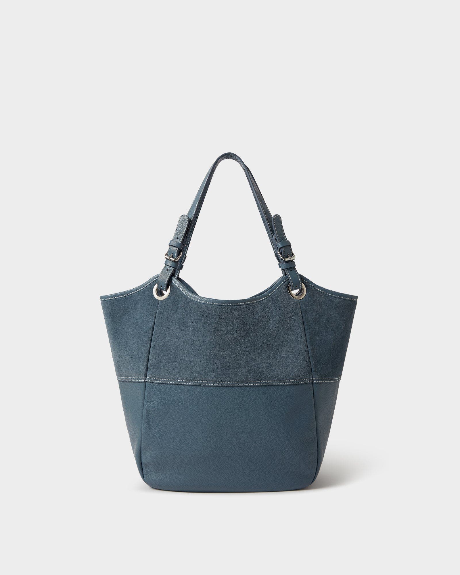 The Luxe Woodstock Suede & Leather Tote Bag, Alternate, color, Denim