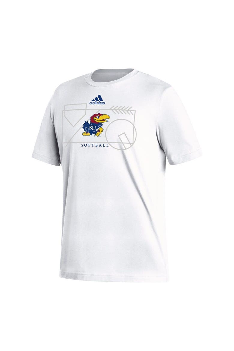 Men's adidas White Kansas Jayhawks Locker Lines Softball Fresh T-Shirt, Alternate, color, White