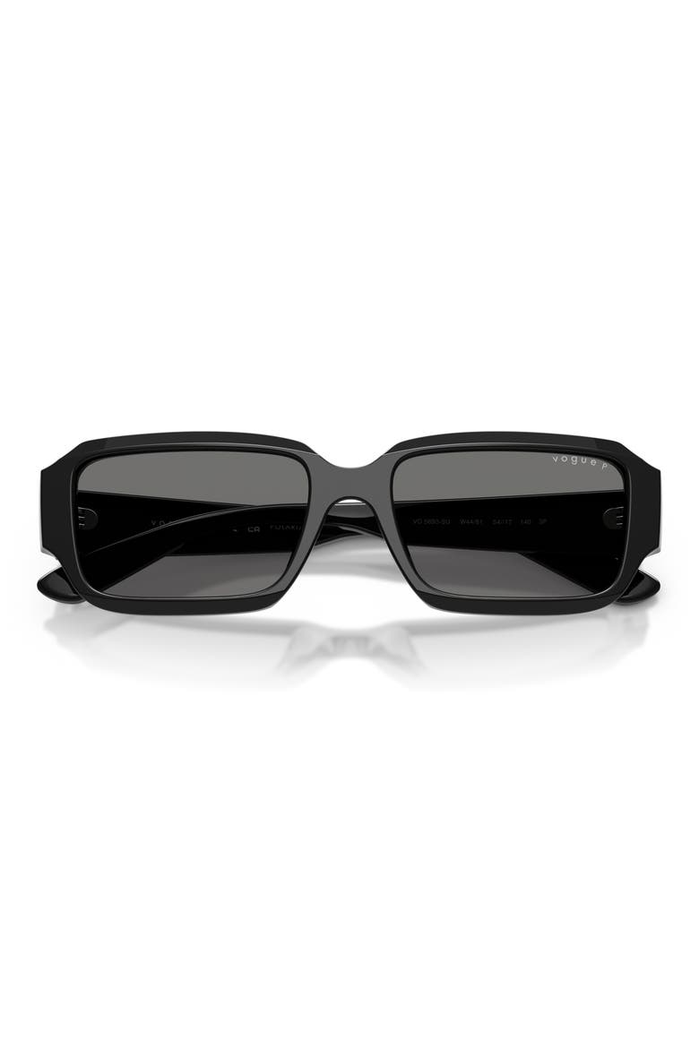 54mm Polarized Rectangle Sunglasses, Alternate, color, BLACK / DARK GREY POLAR
