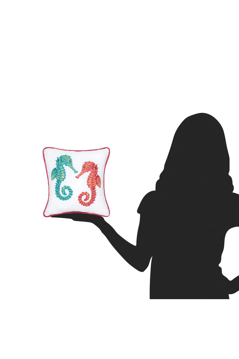 Seahorse Duo Mini Accent Pillow, 10" x 10", Alternate, color, White
