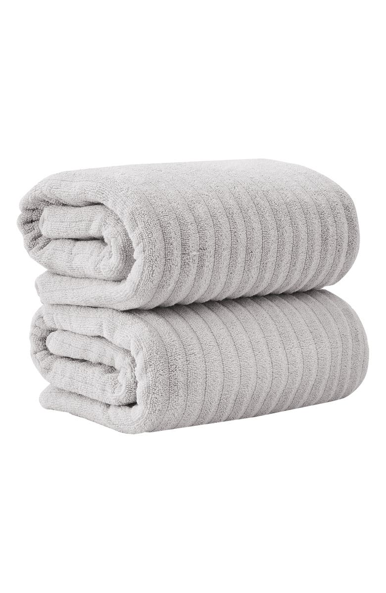 Woven & Weft Combed Cotton 2-Pack Bath Towels, Main, color, Light Grey