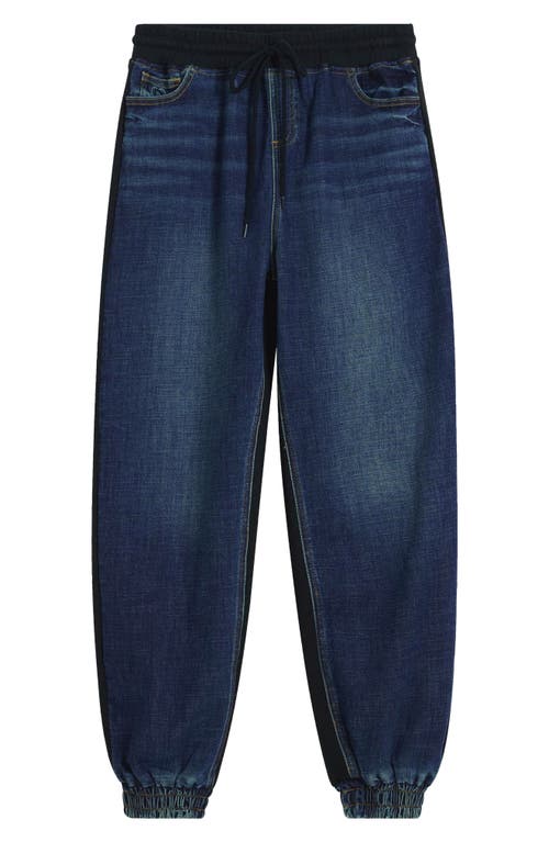 Desigual Pull-on Mixed Media Denim Joggers In Blue